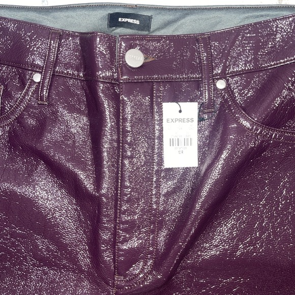 Express Women's 10R Purple  Straight Super High Rise Polyurethane Pants Y2K - Picture 7 of 8
